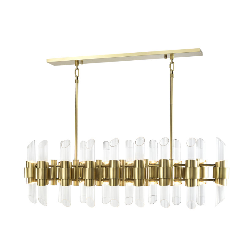 Lustre 32 lumières pilier, Doré