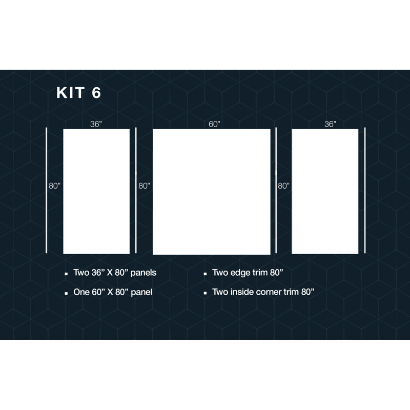 Bordure de panneau de douche en composite à trois parois l 60 po x H 80 po x P 36 po Polymarm - paroi arrière transparente 60 po