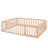 Queen Size Wood Floor Bed Frame With Fence And Door, Natural-202598690-202598695