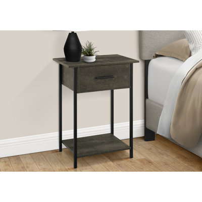 Table d'appoint compacte avec tablette - stratifié bronze foncé et cadre en métal noir stratifié, 14,5 po Élevé