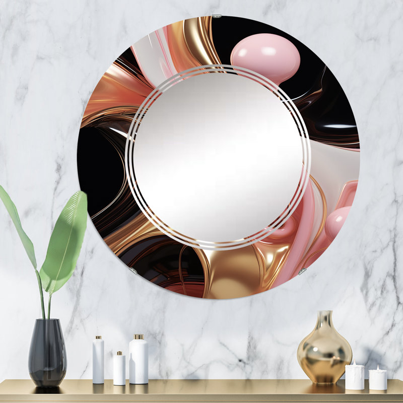 Ogdensburg - Miroir mural moderne rond, 32 po x 32 po