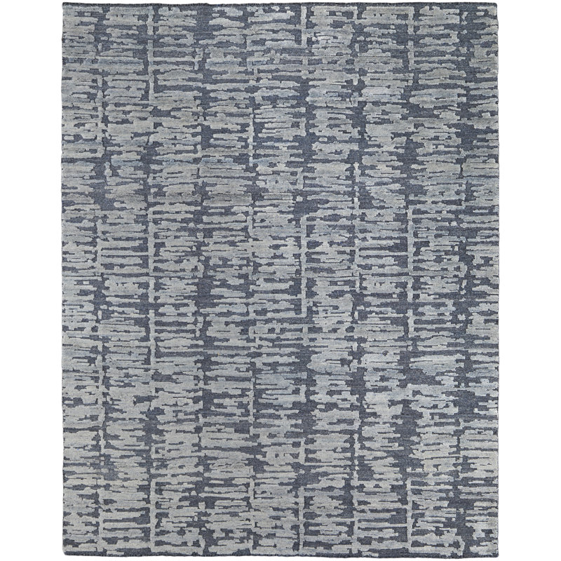 Berwyn Modern Abstract, Blue/Silver/Gray Area Rug, Rectangle 5'6" x 8'6"