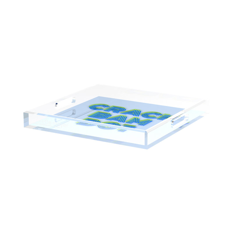 Abstract Decorative Tray, 2" H x 15" W x 15" D, Blue Scelery