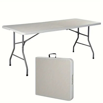 6-Foot Heavy-Duty Folding Table With Locking Legs & Adjustable Leveling Glides - Heavy-Duty Powder-Coated Steel Frame & HDPE Tabletop - Portable Indoor/Outdoor Party, Picnic, Camping Table, Easy-Clean Surface, 330Lb Capacity, Table Foldable