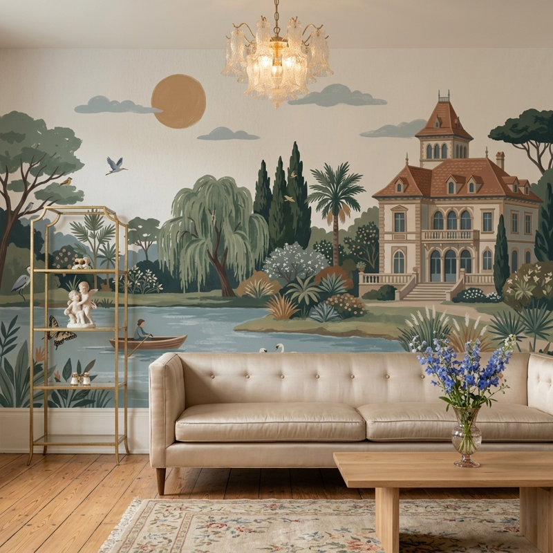 Décoration murale amovible Lake, Non tissé, 120 po x 96 po