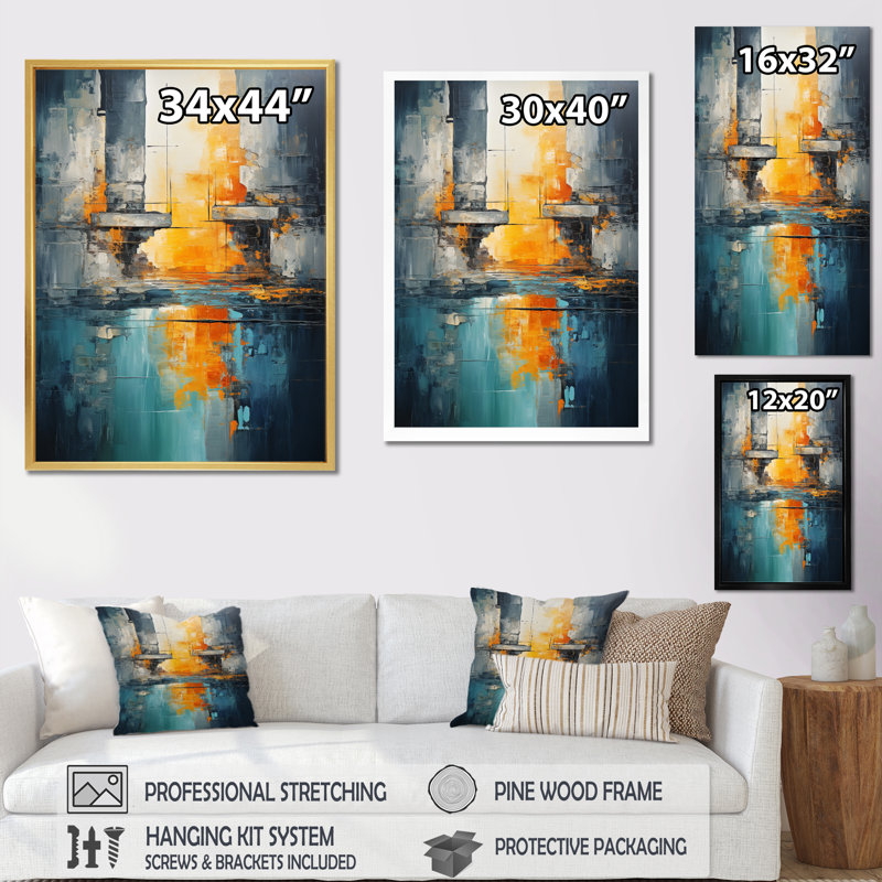 «Green Orange», Bold Abstract Flow Collage I - Collages abstraits, impressions sur toile, H 44 po x l 34 po x P 1,5 po