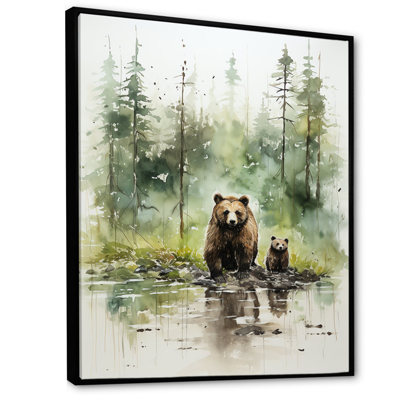 «Brown Grizzly Bear In Wilderness I», art mural, Cadre flottant noir, H 44 po x l 34 po x P 1,5 po