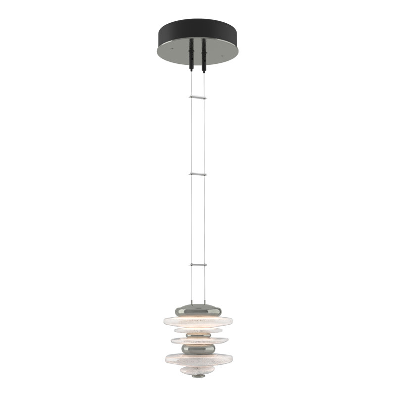 Cairn 1 - Light Single Geometric LED Pendant, Vintage Platinum, 6" H x 6" W x 6" D 