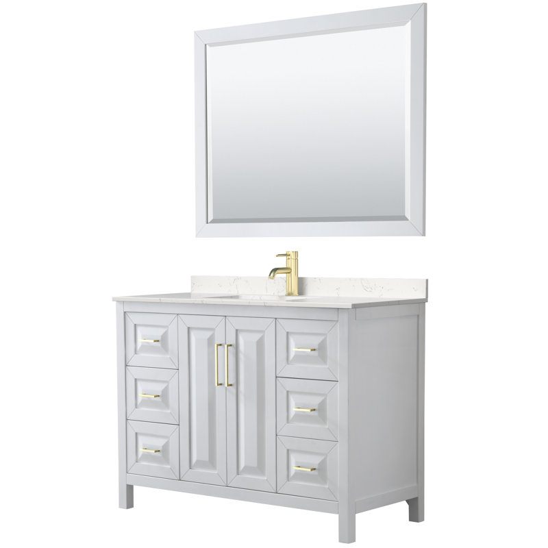 Daria 48'' W Single Vanity, White, Brushed Gold
