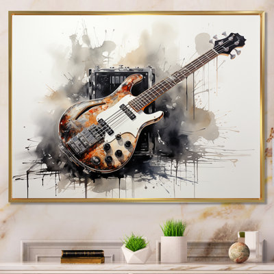 «Brown Charcoal Guitare», art mural sur toile