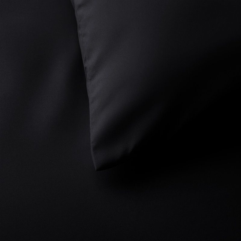Microfiber No Pattern Duvet Cover Set with Pillowcases, Black, Double Duvet Cover + 2 Standard Pillowcases