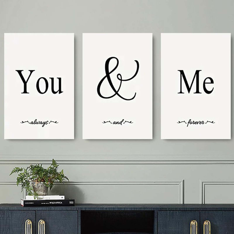 3 Piece Wrapped Canvas Print, White/Black