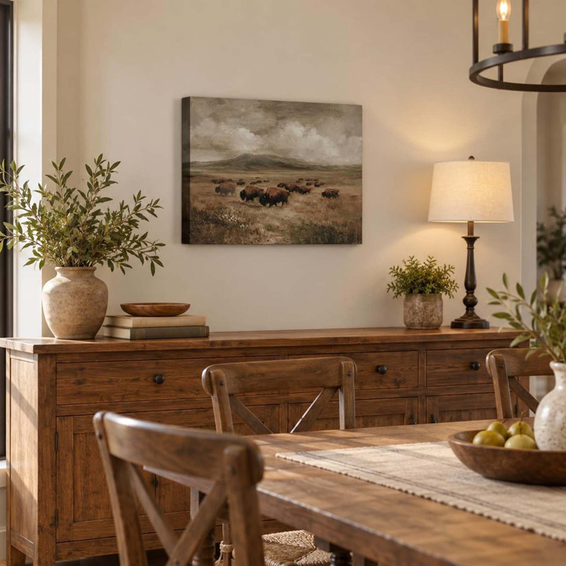 Bison Herd Canvas Wall Art, 40x60cm