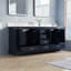 Meuble-lavabo à structure en bois massif l 72 po x H 34,2 po avec comptoir en marbre blanc pur et double lavabo, bleu marine-781051225