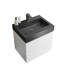 Meuble-lavabo blanc 24 po avec lavabo noir Alice, flottant fixé au mur, pré-assemblé