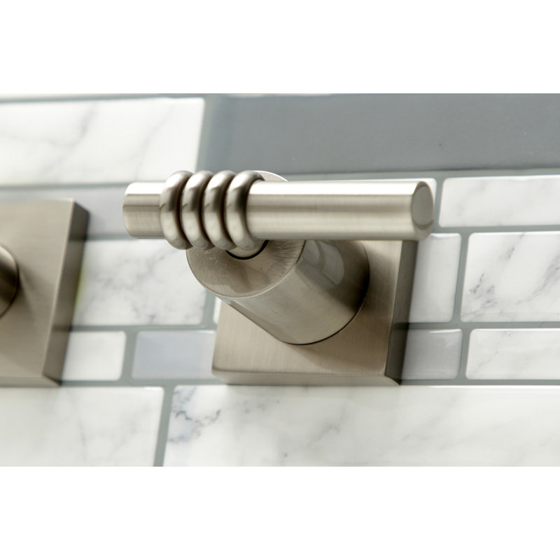 Kingston Brass Milano Two-Handle 3-Hole Wall Mount Roman Tub Faucet, Brushed Nickel, Milano 2