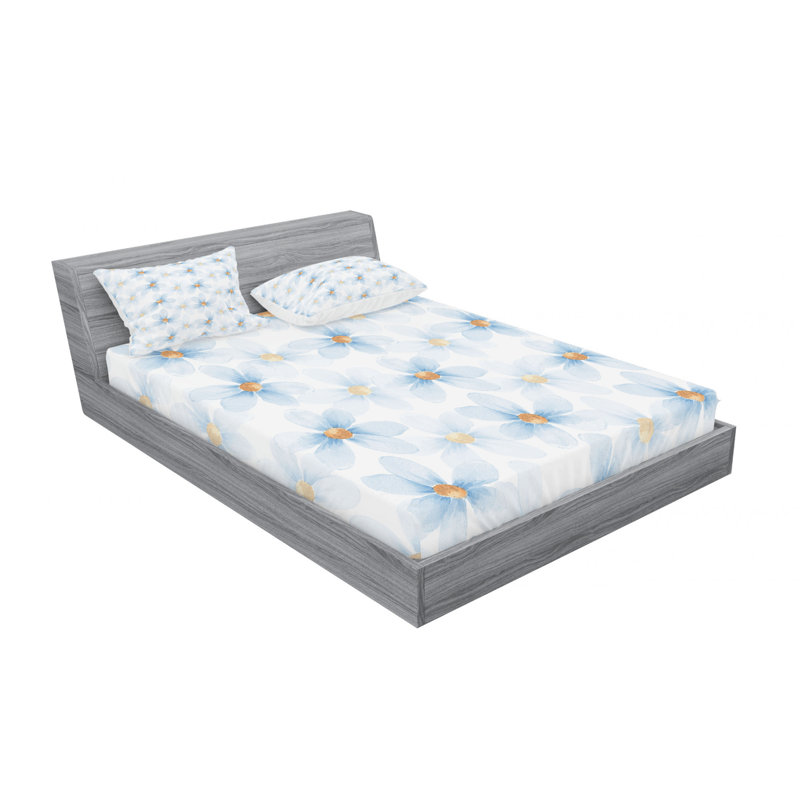 Microfiber Floral Sheet Set, Full Sheet + Fitted Sheet + 2 Pillowcases