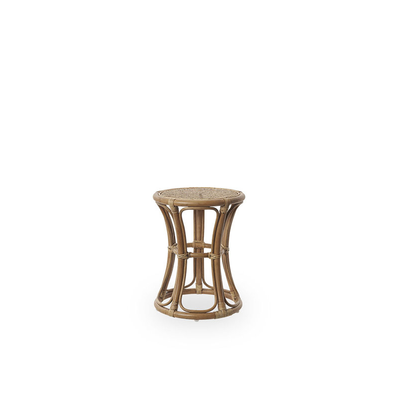 Rattan Accent Stool, Antique