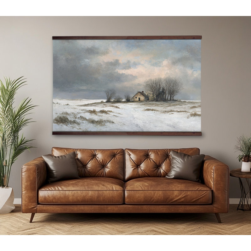 Grande tapisserie murale Winter Farmhouse Serenity, H 45 po x l 73 po