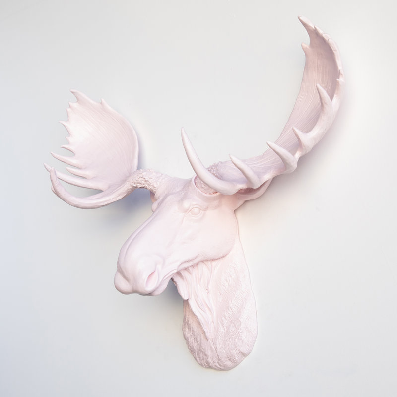 Handmade Rustic Animals Wall Decor on Resin, Light Pink