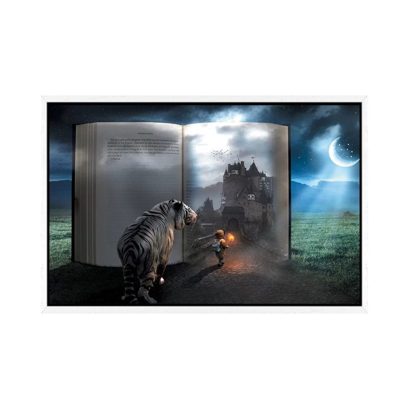 Fairy Tale Book by Zenja Gammer - Print on Canvas, 66.04 cm H x 45.72 cm W, White Framed