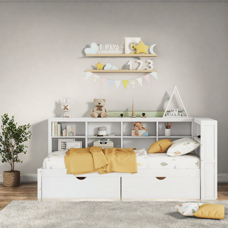 Lits simples en bois peu encombrants avec rangement et USB, essentiel pour la maison moderne