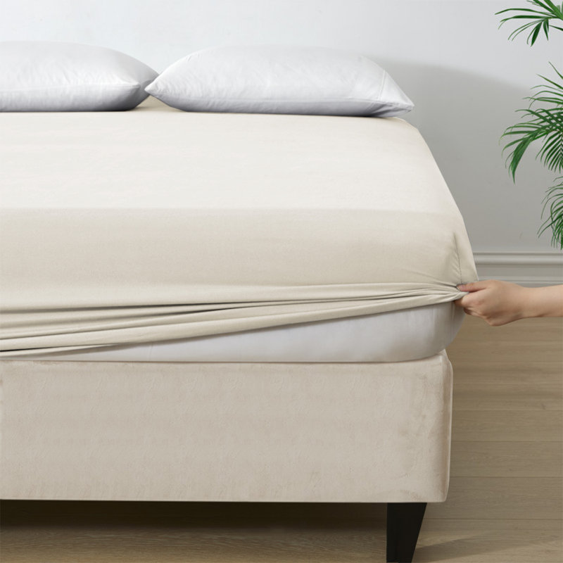 Brushed Microfiber 40cm Deep Fitted Bed Sheet, Cream, Kingsize (5')