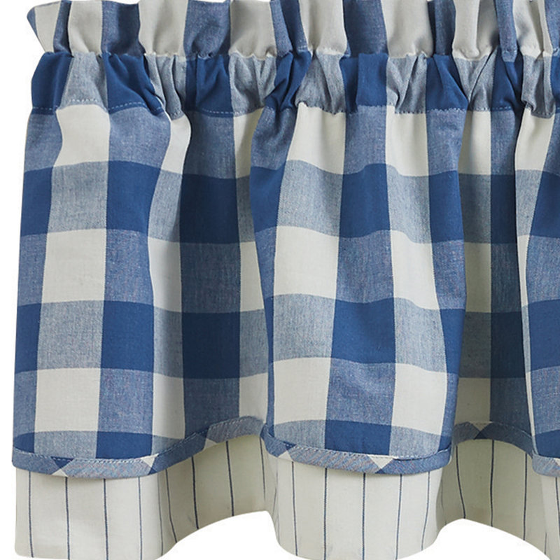 Cantonnière doublée à carreaux Buffalo 16 po, Bleu