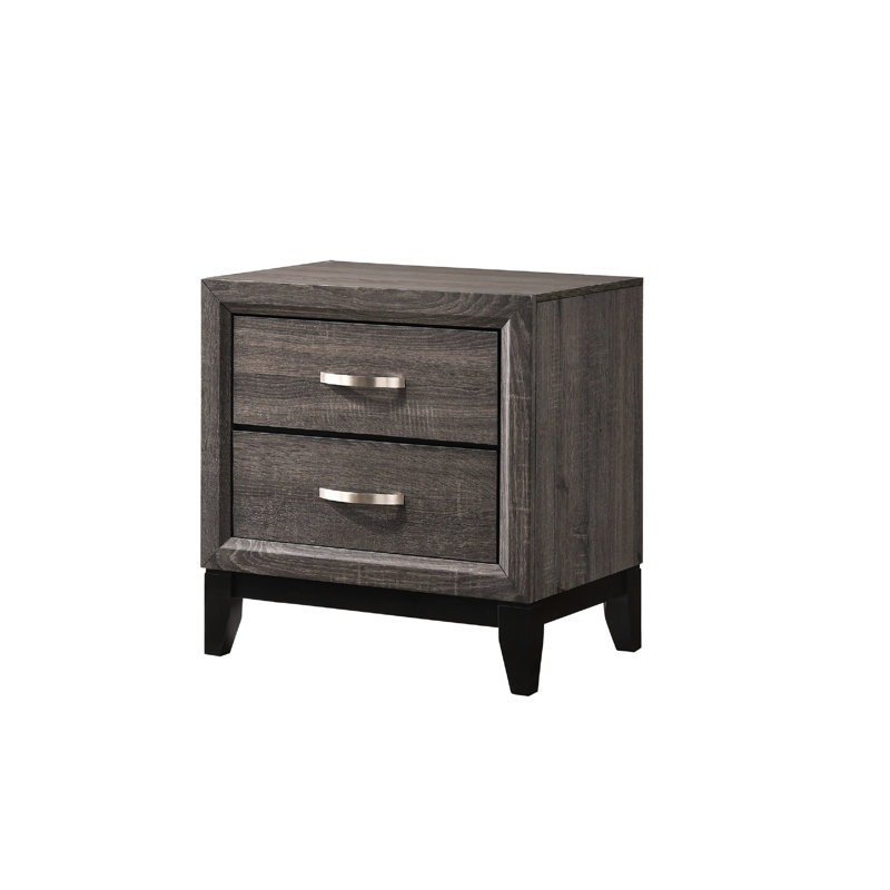 Table de chevet 2 - Brun / gris, idéale pour la décoration intérieure de chambre à coucher et de salon contemporaine