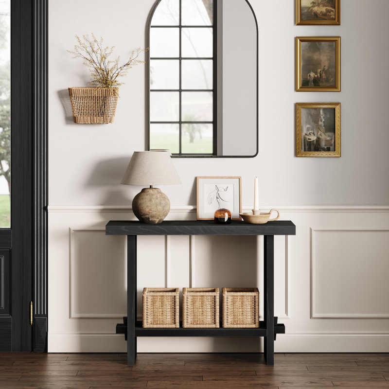 Samar 40" Farmhouse 2-Tier Console Table, Black