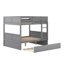 Lit superposé double au-dessus de double avec lit gigogne simple, gris, durable et peu encombrant pour les maisons modernes