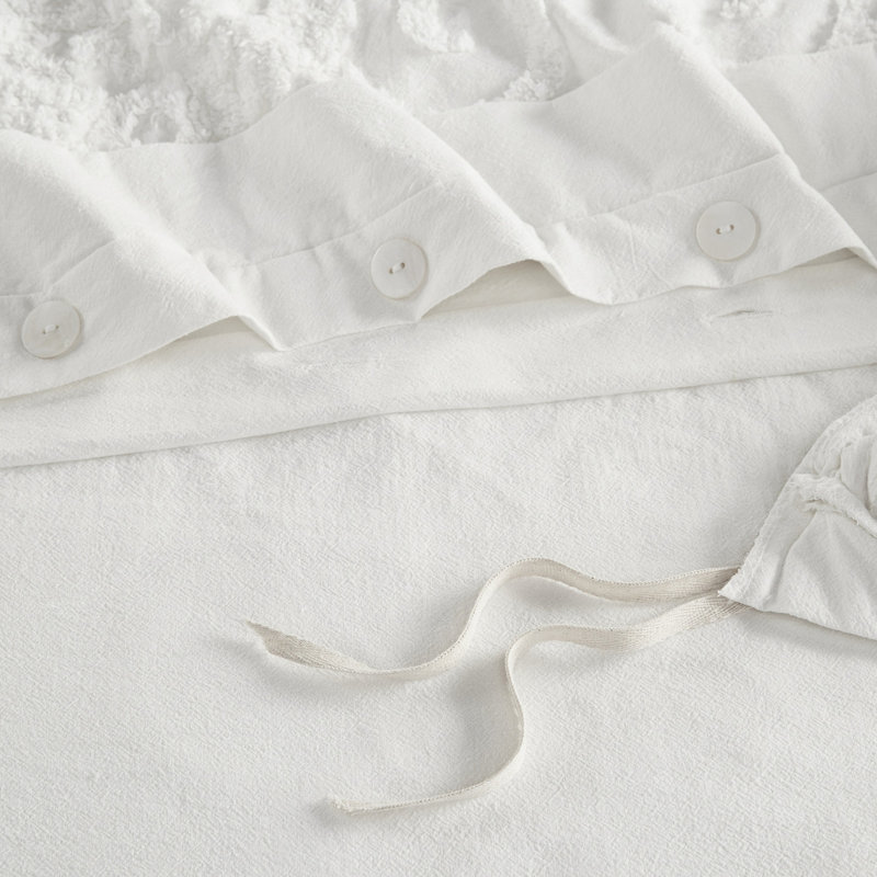 Lit double / grand avec 100% coton et housse de couette confortable pour le lit, style élégant, Ivoire ivoire
