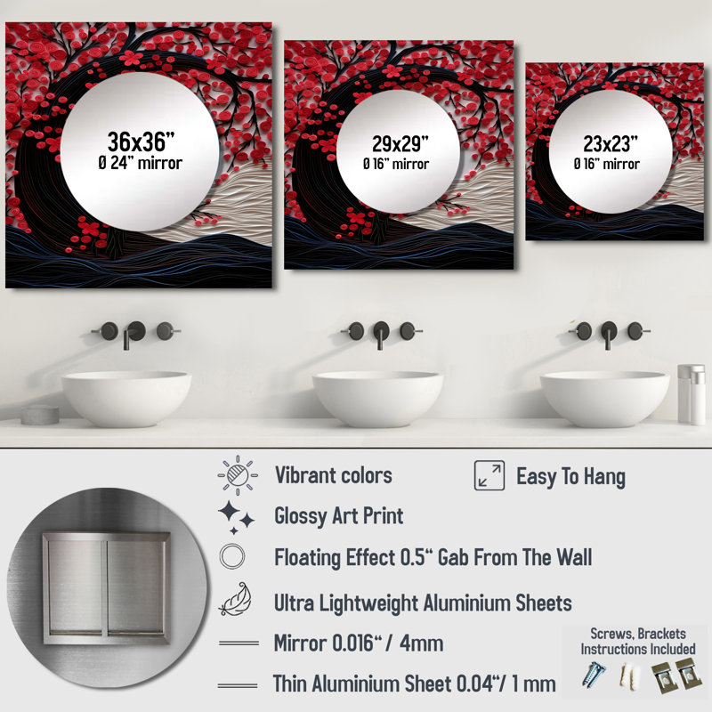 Hollerman - Moon Square Mirror Wall Decor For Bedroom, 36" x 36"