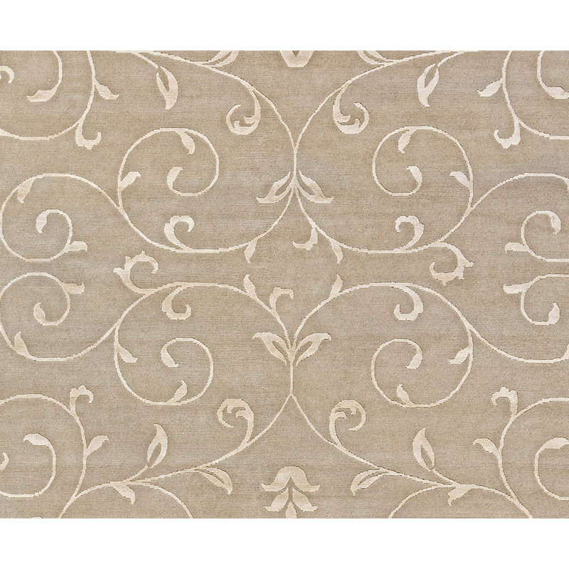 Tapis beige noué à la main de haute qualité, Rectangle 8 pi x 10 pi 1 po