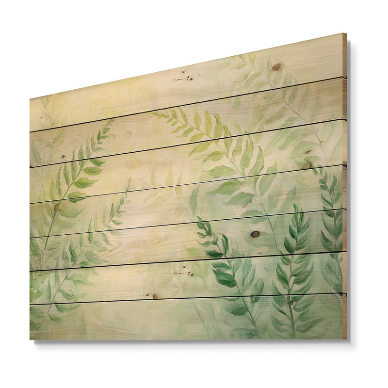 Feuilles tropicales, forêt tropicale III - fougères, art mural sur bois de pin naturel, H 10 po x l 20 po