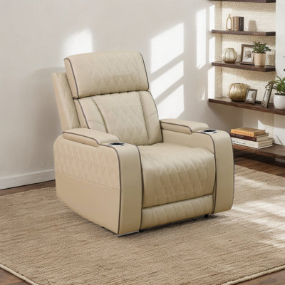 Lulu 36" Breathing Leather Living Room Recliner Chair With Arm Storage,Cupholders by Ivy Bronx