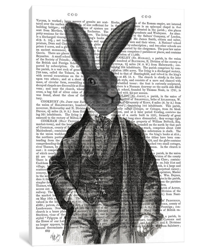 « victorian lapin de l’agent i », impression sur toile, H 18 po x l 12 po x P 1,5 po