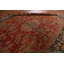 Tapis rouge en laine noué à la main de conception unique 1900S 11 pi 6 po x 14 pi 7 po Safeta