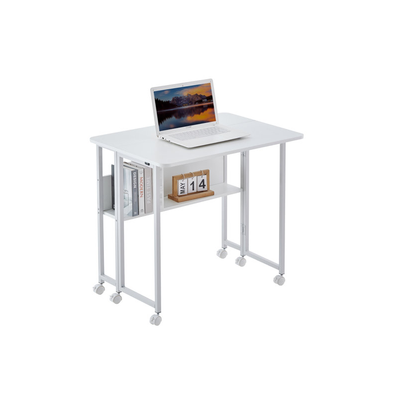 Small Foldable Desk 31.5 Inches White, Suitable For Bedroom And Living Room Use Desk, Room, Office Work
