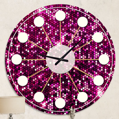 Horloge murale rose Mid-Century