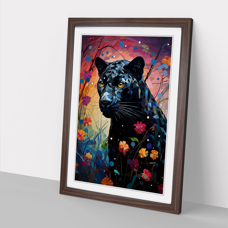 Panther Orphism - Framed Print, 46cm H x 34cm W x 2" D, Walnut Framed