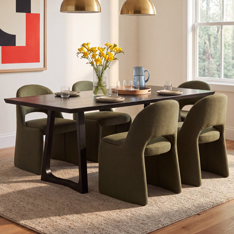 Longfellow 76" Solid Oak Dining Table, Black