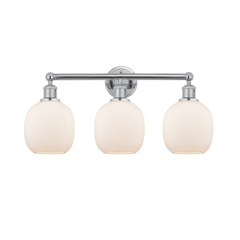 Éclairage pour meuble-lavabo de salle de bain 24 po 3 lumières Carlucci, Blanc mat, Chrome poli