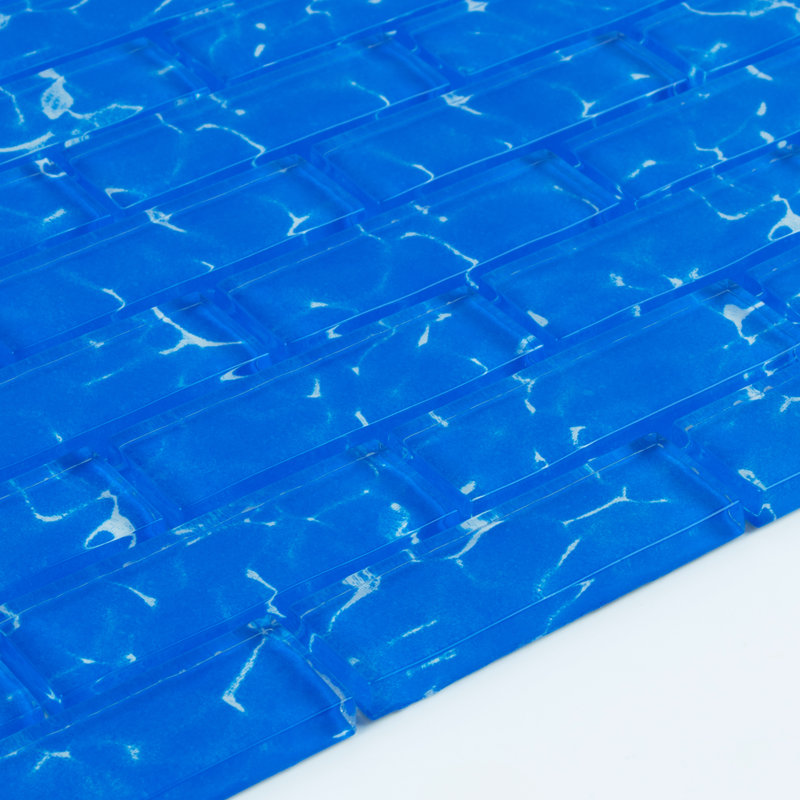 Swimming Pool 1" X 3" Straight Edge Glass Mosaic Tile, Atlantic Wave
