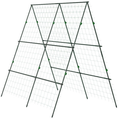 Cage à tomates en métal avec filet pour plantes grimpantes, vert