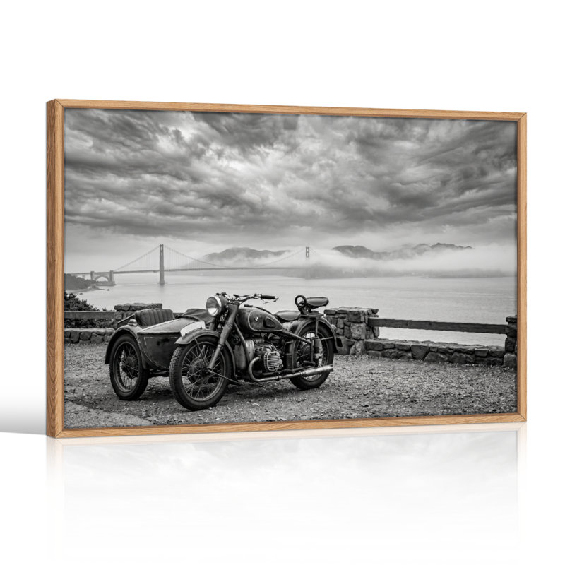 Ensemble de 1 tableau sur toile représentant un paysage de moto, 18"H x 24"W, Natural