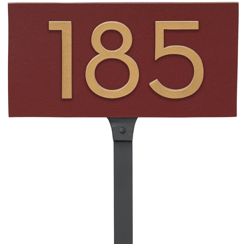 Enseigne d’adresse flottante sur 1 ligne, Or, Oui, Rouge brique