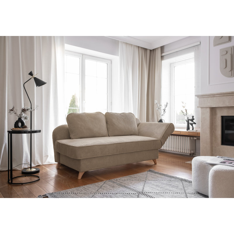 Chic Charlotte Storage Chaise Longue, Taupe, Right facing