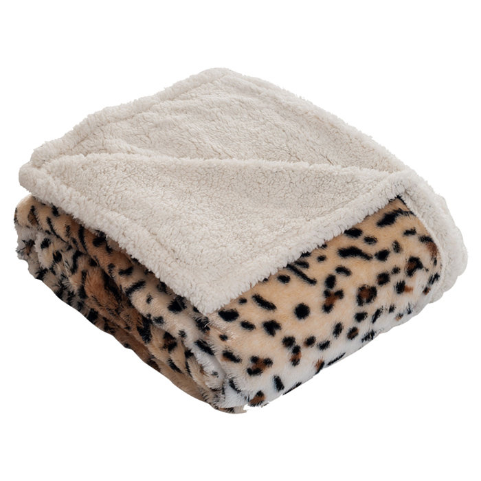 Tiger Print Fleece Sherpa Reversible Throw Blanket 50x60 Inch