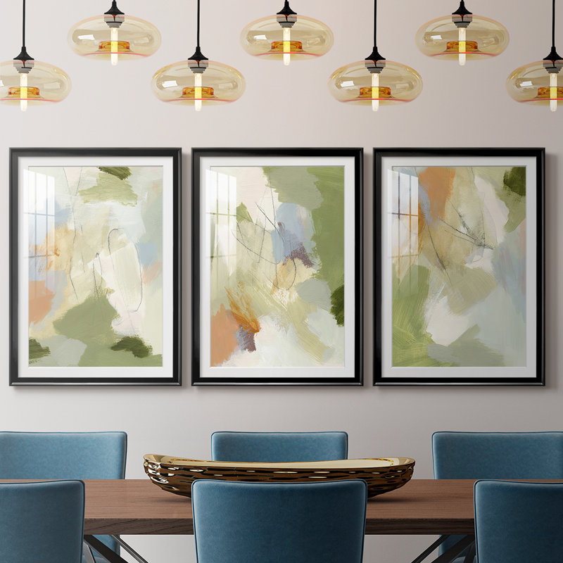 Verdure I - Impression personnalisée de qualité supérieure avec passe-partout - 3 pièces, Noir, H 21 po x l 30 po